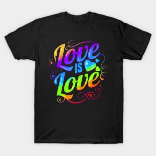 Colorful Love Is Love LGBTQ Logo Pride Month T-Shirt